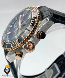 ساعت امگا سیمستر مردانه کرنوگراف بند رابر روکش چرم صفحه مشکی OMEGA Seamaster 01347