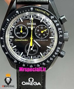  ساعت امگا سواچ کرنوگراف مشکی 021385 MOONSWATCH 