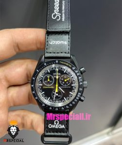  ساعت امگا سواچ کرنوگراف مشکی 021385 MOONSWATCH 