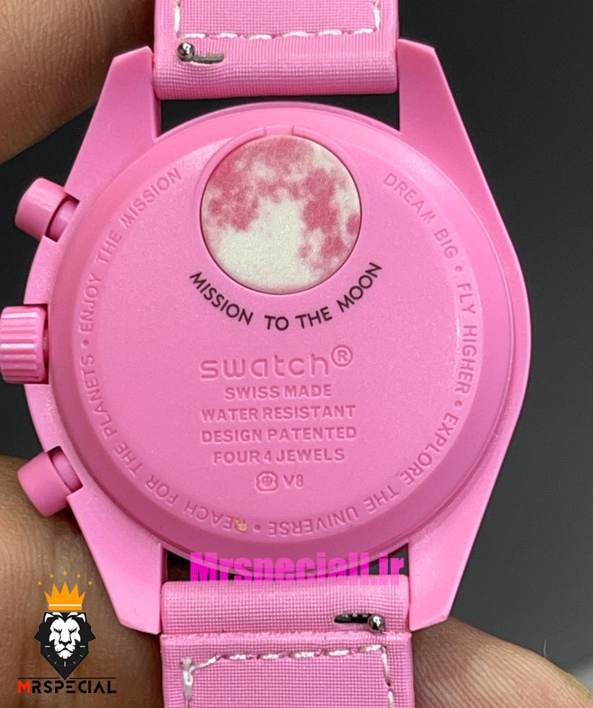 ساعت امگا سواچ زنانه کرنوگراف صورتی 021387 MOONSWATCH