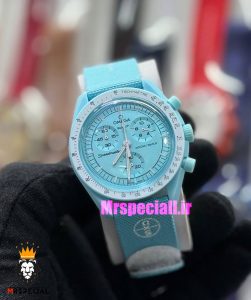 ساعت امگا سواچ اسپید مستر کرنوگراف ابی روشن 021509 MOONSWATCH Light Blue White