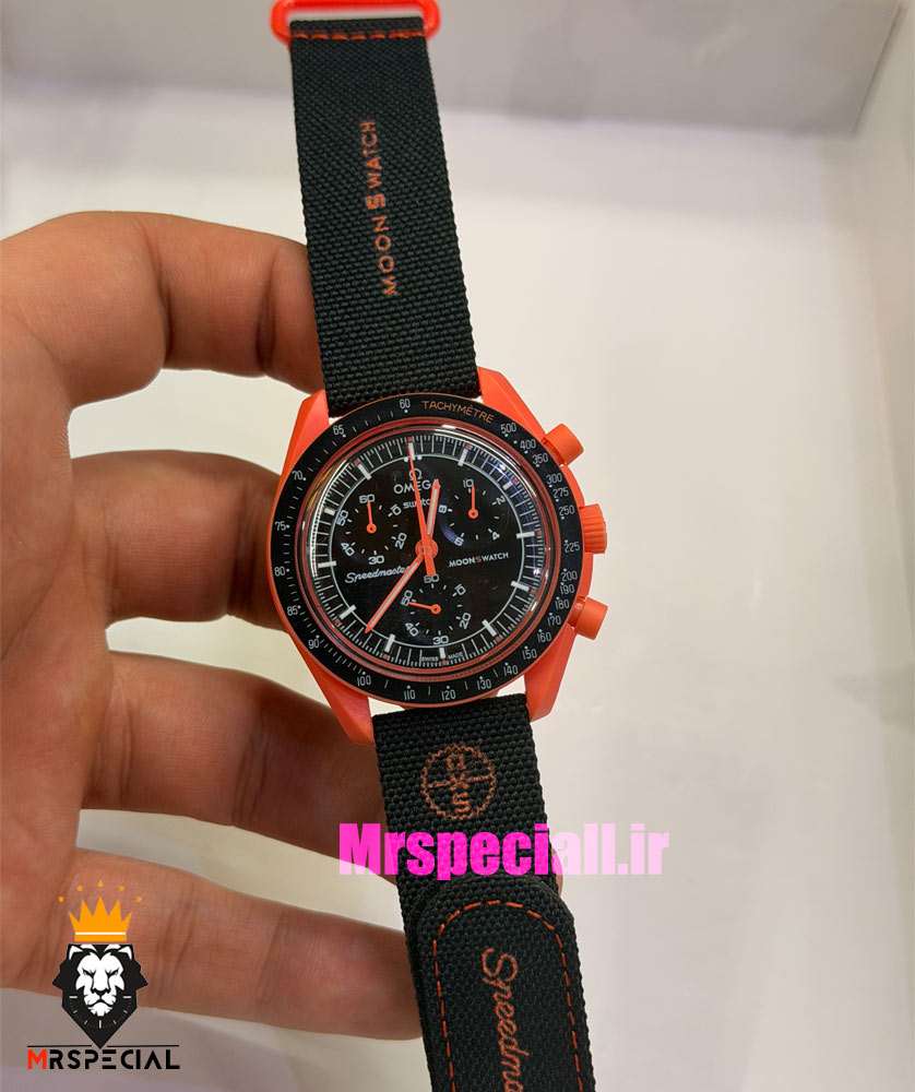 ساعت امگا سواچ اسنوپی کرنوگراف مشکی نارنجی 021497 MOONSWATCH Black orange