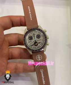 ساعت امگا سواچ اسپید مستر کرنوگراف قهوه ای بژ 021508 MOONSWATCH Brown Beige 