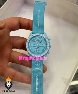 ساعت امگا سواچ اسپید مستر کرنوگراف ابی روشن 021509 MOONSWATCH Light Blue White