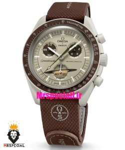 ساعت امگا سواچ اسپید مستر کرنوگراف قهوه ای بژ 021508 MOONSWATCH Brown Beige