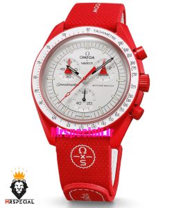 ساعت امگا سواچ اسپید مستر کرنوگراف قرمز سفید 021507 MOONSWATCH White Red