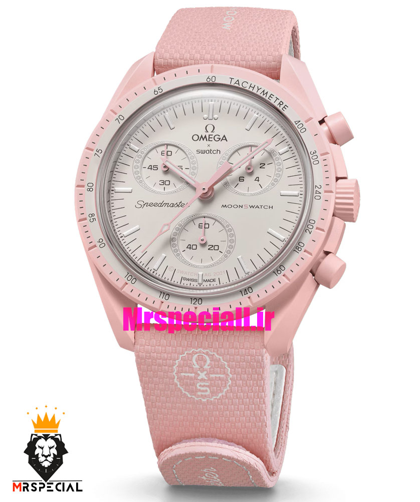 ساعت امگا سواچ اسپید مستر کرنوگراف صورتی روشن 021510 MOONSWATCH Light Pink