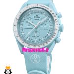 ساعت امگا سواچ اسپید مستر کرنوگراف ابی روشن 021509 MOONSWATCH Light Blue White