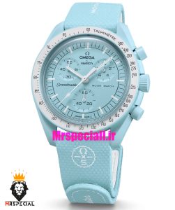 ساعت امگا سواچ اسپید مستر کرنوگراف ابی روشن 021509 MOONSWATCH Light Blue White