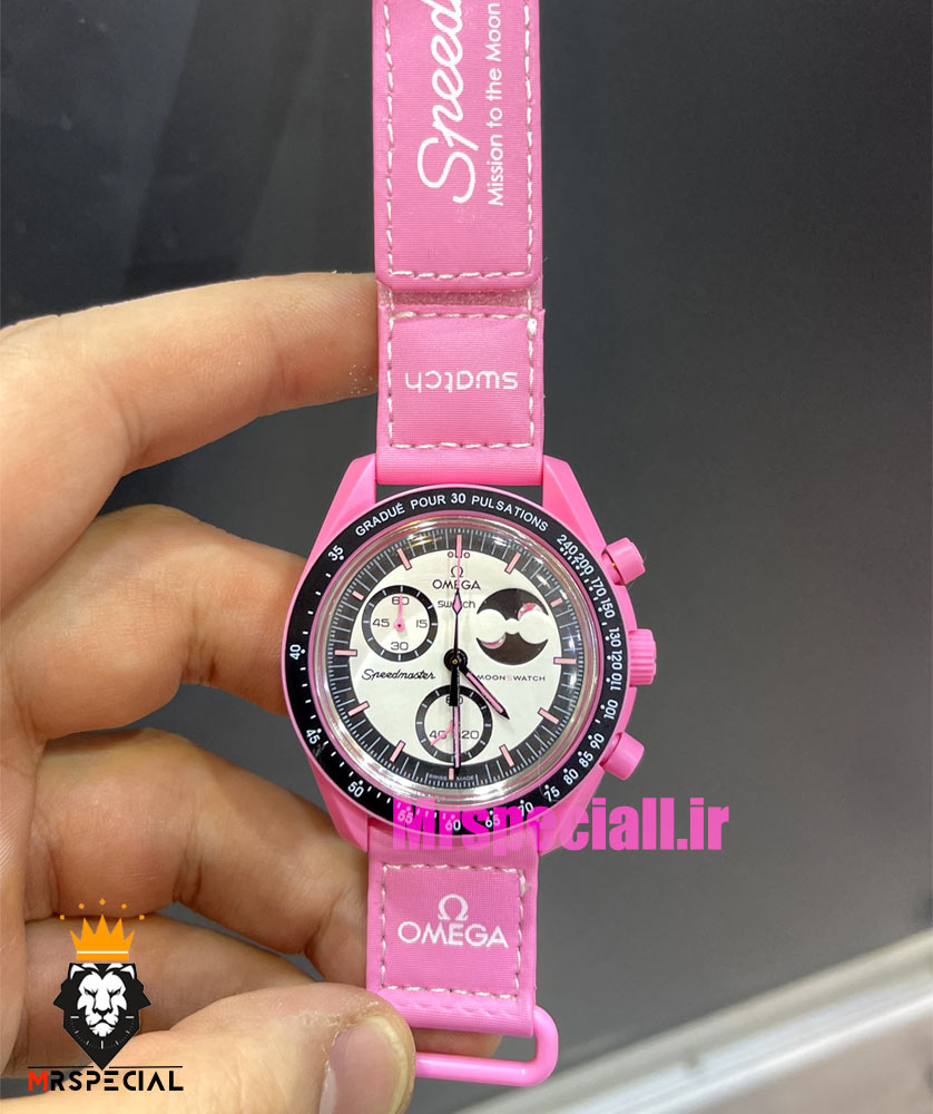 ساعت امگا سواچ زنانه کرنوگراف صورتی 021387 MOONSWATCH
