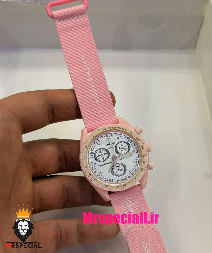 ساعت امگا سواچ اسپید مستر کرنوگراف صورتی روشن 021510 MOONSWATCH Light Pink