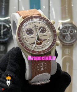 ساعت امگا سواچ اسپید مستر کرنوگراف قهوه ای بژ 021508 MOONSWATCH Brown Beige 