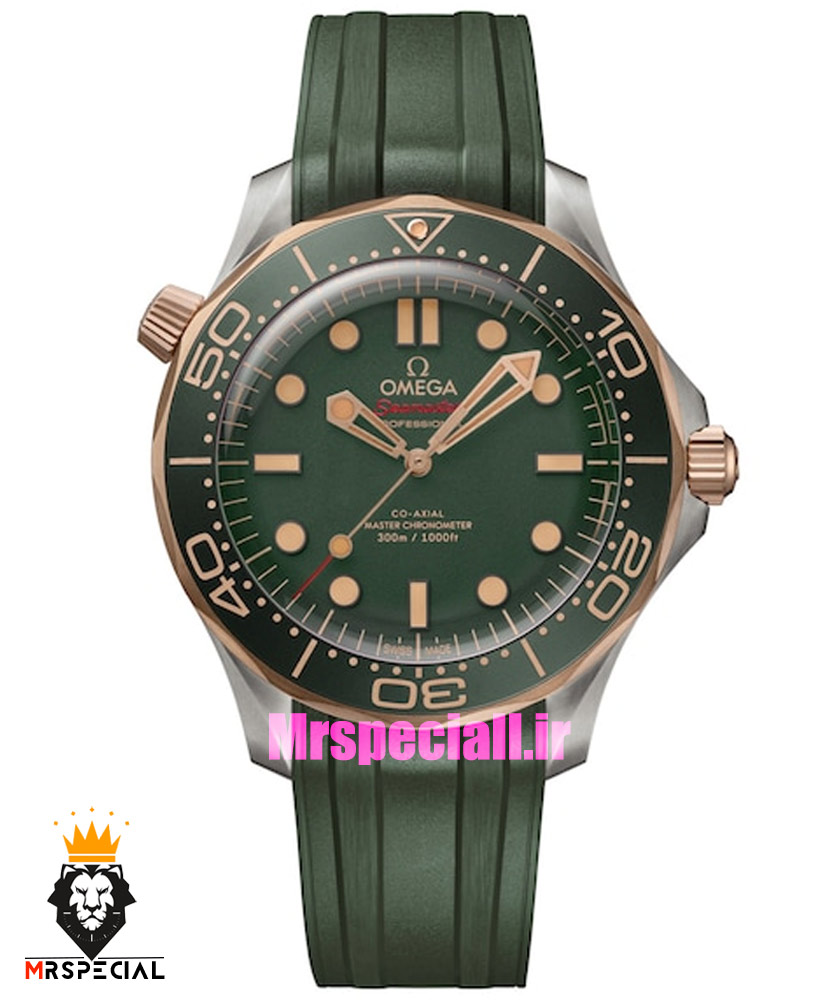 ساعت امگا مردانه سیمستر اتوماتیک رابر سبز صفحه سبز OMEGA SEAMASTER 021638