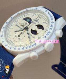 ساعت امگا سواچ اسنوپی مون شاین رابر ابی صفحه سفید 021644 MOONSHAINE GOLD Snoopy White 