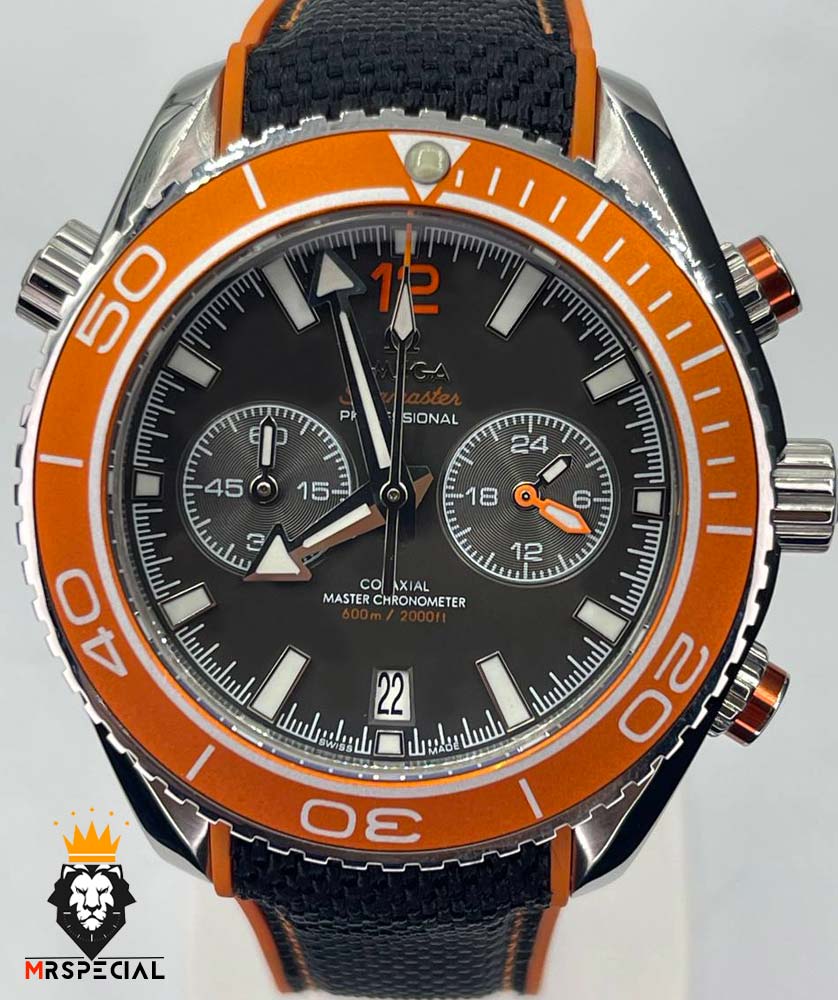 ساعت امگا سیمستر مردانه کرنوگراف بند برزنتی صفحه مشکی OMEGA Seamaster 01341