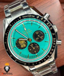 ساعت مردانه امگا اسپید مستر اسنوپی کرنوگراف استیل صفحه سبز OMEGA Speedmaster 01612