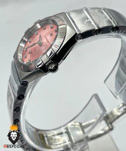 ساعتمچی زنانه امگا کانسلیشن کوارتز استیل صفحه صورتی OMEGA CONSTELLATION 01543