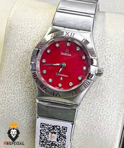 ساعتمچی زنانه امگا کانسلیشن کوارتز استیل صفحه قرمز OMEGA CONSTELLATION 01542