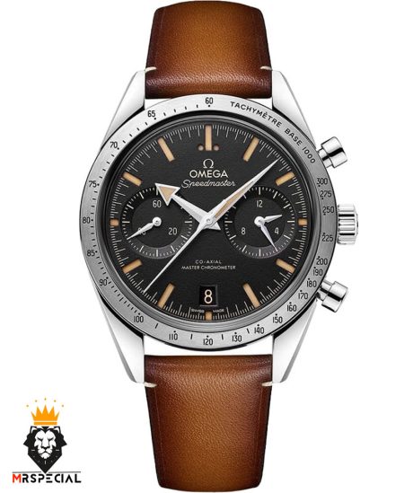 ساعت مردانه امگا اسپید مستر کرنوگراف چرم قهوه ای صفحه مشکی OMEGA SPEEDMASTER 1478