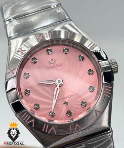 ساعتمچی زنانه امگا کانسلیشن کوارتز استیل صفحه صورتی OMEGA CONSTELLATION 01543