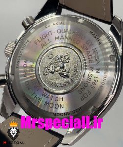 ساعت مچی مردانه امگا اسپید مستر کرنوگراف بند چرم صفحه سفید OMEGA Speedmaster moonwatch 020662