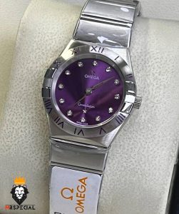 ساعتمچی زنانه امگا کانسلیشن کوارتز استیل صفحه بنفش OMEGA CONSTELLATION 01544