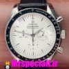 ساعت مچی مردانه امگا اسپید مستر کرنوگراف بند چرم صفحه سفید OMEGA Speedmaster moonwatch 020662