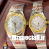 ساعت ست امگا مدل کانسلیشن دورنگ طلایی صفحه نقره ای کیفیت مستر OMEGA constllation 020759