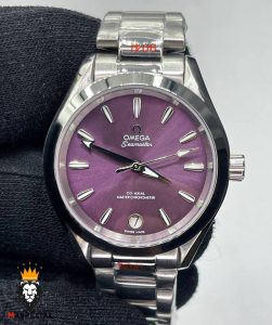 ساعت زنانه امگا سیمستر اتوماتیک استیل صفحه بنفش OMEGA SEAMASTER 01604