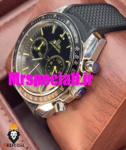 ساعت مچی مردانه امگا اسپید مستر کرنوگراف بند رابر صفحه مشکی omega speedmaster dark side of the moon 020663