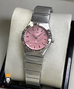 ساعتمچی زنانه امگا کانسلیشن کوارتز استیل صفحه صورتی OMEGA CONSTELLATION 01539