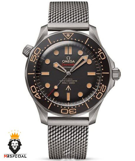 ساعت مردانه امگا سیمستر اتوماتیک بند حصیری صفحه مشکی OMEGA SEAMASTER 0025