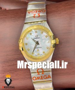 ساعت امگا زنانه مدل کانسلیشن دورنگ طلایی صفحه صدف کیفیت مستر OMEGA constllation 020757
