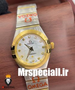 ساعت امگا زنانه مدل کانسلیشن دورنگ طلایی صفحه صدف کیفیت مستر OMEGA constllation 020757