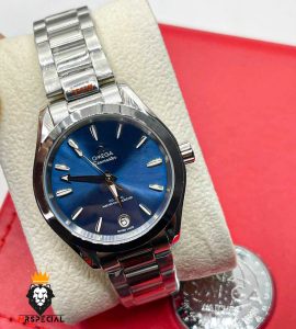 ساعت زنانه امگا سیمستر اتوماتیک استیل صفحه ابی OMEGA SEAMASTER 01557