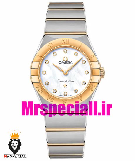 ساعت امگا زنانه مدل کانسلیشن دورنگ طلایی صفحه صدف کیفیت مستر OMEGA constllation 020757