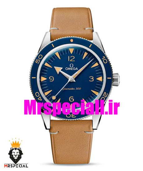 ساعت مردانه امگا سیمستر اتوماتیک چرم صفحه ابی OMEGA SEAMASTER 300 Co-Axial 020668