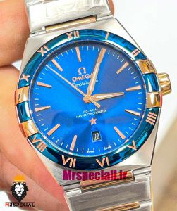 ساعت امگا مردانه مدل کانسلیشن دو رنگ رزگلد صفحه ابی OMEGA Constllation Co-Axial 021214