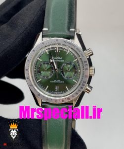 ساعت مچی مردانه امگا اسپیدمستر کرنوگراف چرم سبز صفحه سبز OMEGA SPEEDMASTER 0933