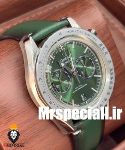 ساعت مچی مردانه امگا اسپیدمستر کرنوگراف چرم سبز صفحه سبز OMEGA SPEEDMASTER 0933