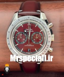 ساعت مچی مردانه امگا اسپیدمستر کرنوگراف بند چرم قرمز صفحه قرمز OMEGA SPEEDMASTER 0931