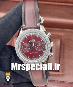 ساعت مچی مردانه امگا اسپیدمستر کرنوگراف بند چرم قرمز صفحه قرمز OMEGA SPEEDMASTER 0931