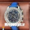 ساعت مچی مردانه امگا اسپیدمستر کرنوگراف بند چرم ابی صفحه ابی OMEGA SPEEDMASTER 0932