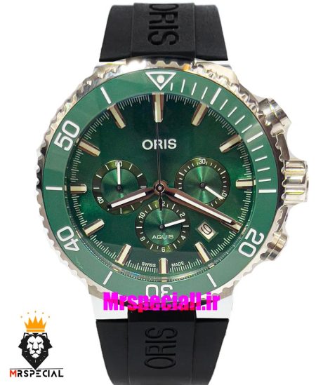 ساعت اوریس مردانه کرنوگراف بند رابر صفحه سبز 021295 ORIS WATCH