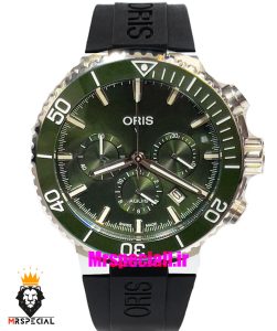 ساعت اوریس مردانه کرنوگراف بند رابر صفحه سبز یشمی 021296 ORIS WATCH