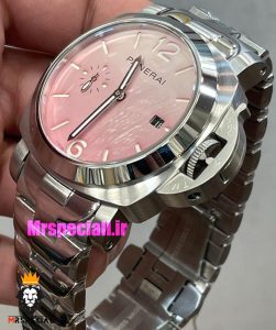ساعت پنرای مردانه اتوماتیک بند استیل صفحه صورتی 021428 Panerai Luminor Due Pastello 