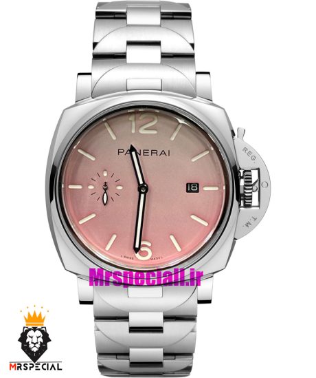ساعت پنرای مردانه اتوماتیک بند استیل صفحه صورتی 021428 Panerai Luminor Due Pastello