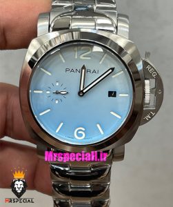 ساعت پنرای مردانه اتوماتیک بند استیل صفحه ابی 021429 Panerai Luminor Due Pastello 
