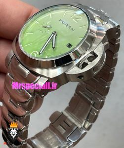 ساعت پنرای مردانه اتوماتیک بند استیل صفحه سبز 021430 Panerai Luminor Due Pastello 
