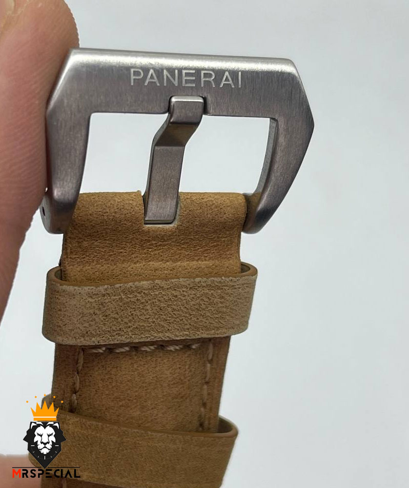 ساعت پنرای مردانه اتوماتیک بند چرم کاراملی قاب استیل صفحه مشکی 01354 Panerai Luminor Submersible